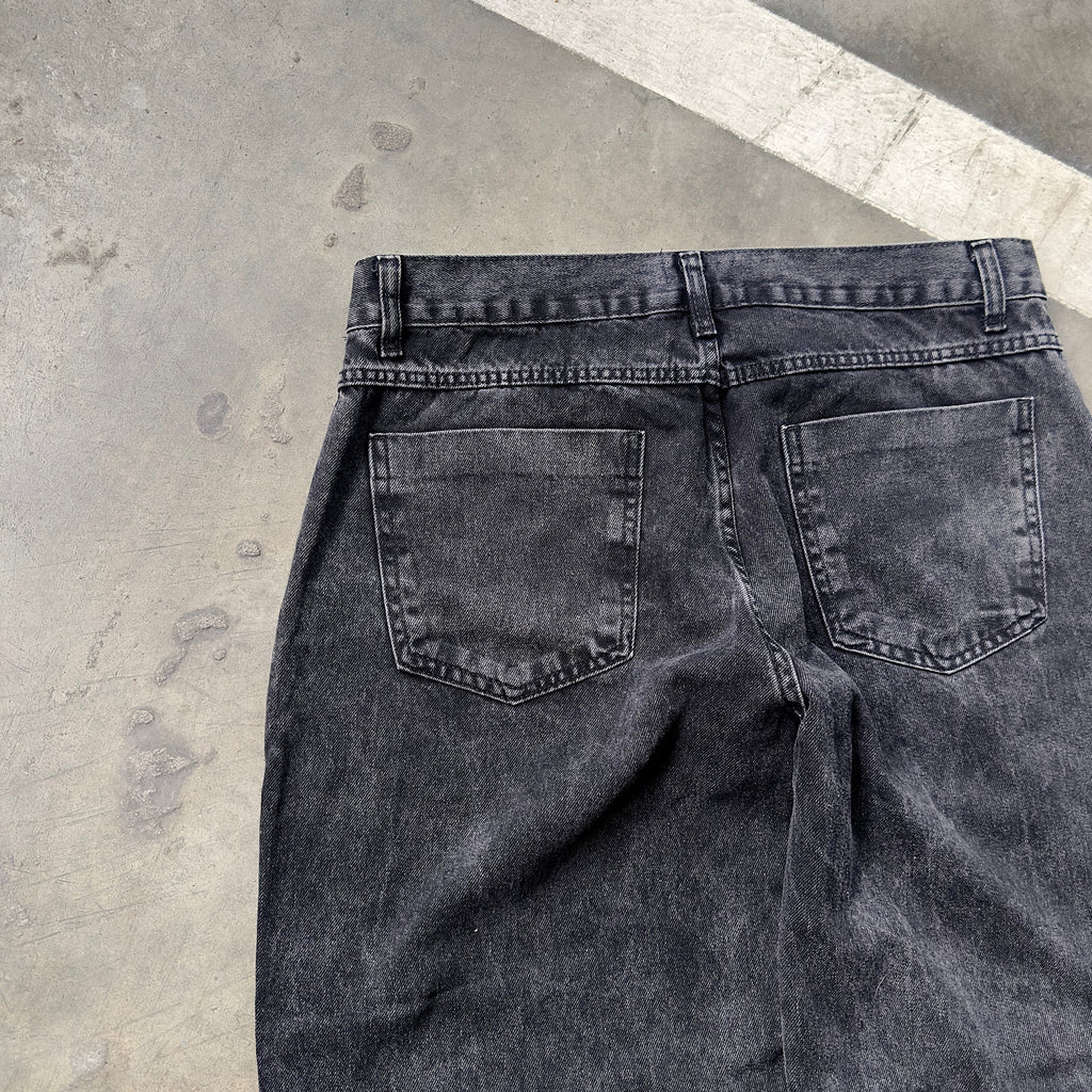 CALÇA BAGGY JEANS PRETA ESTONADA