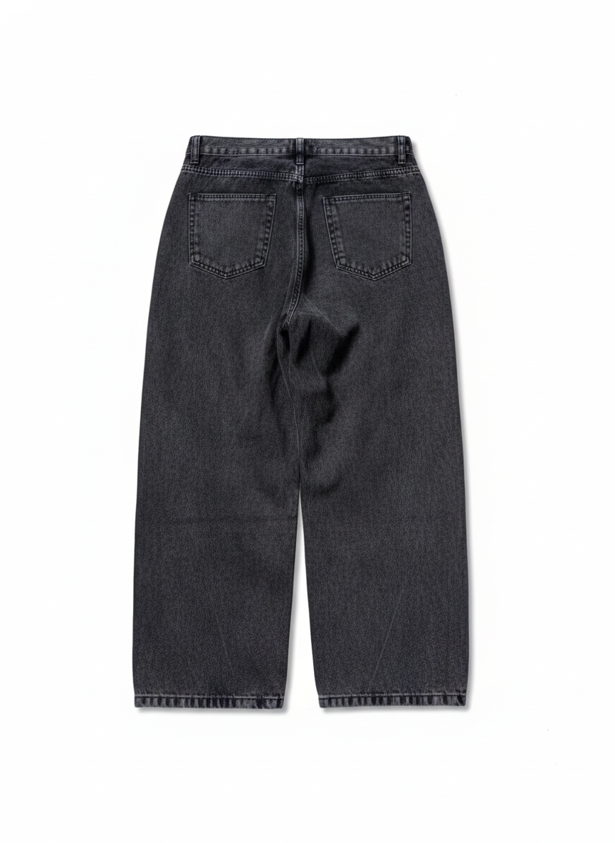 CALÇA BAGGY JEANS PRETA ESTONADA